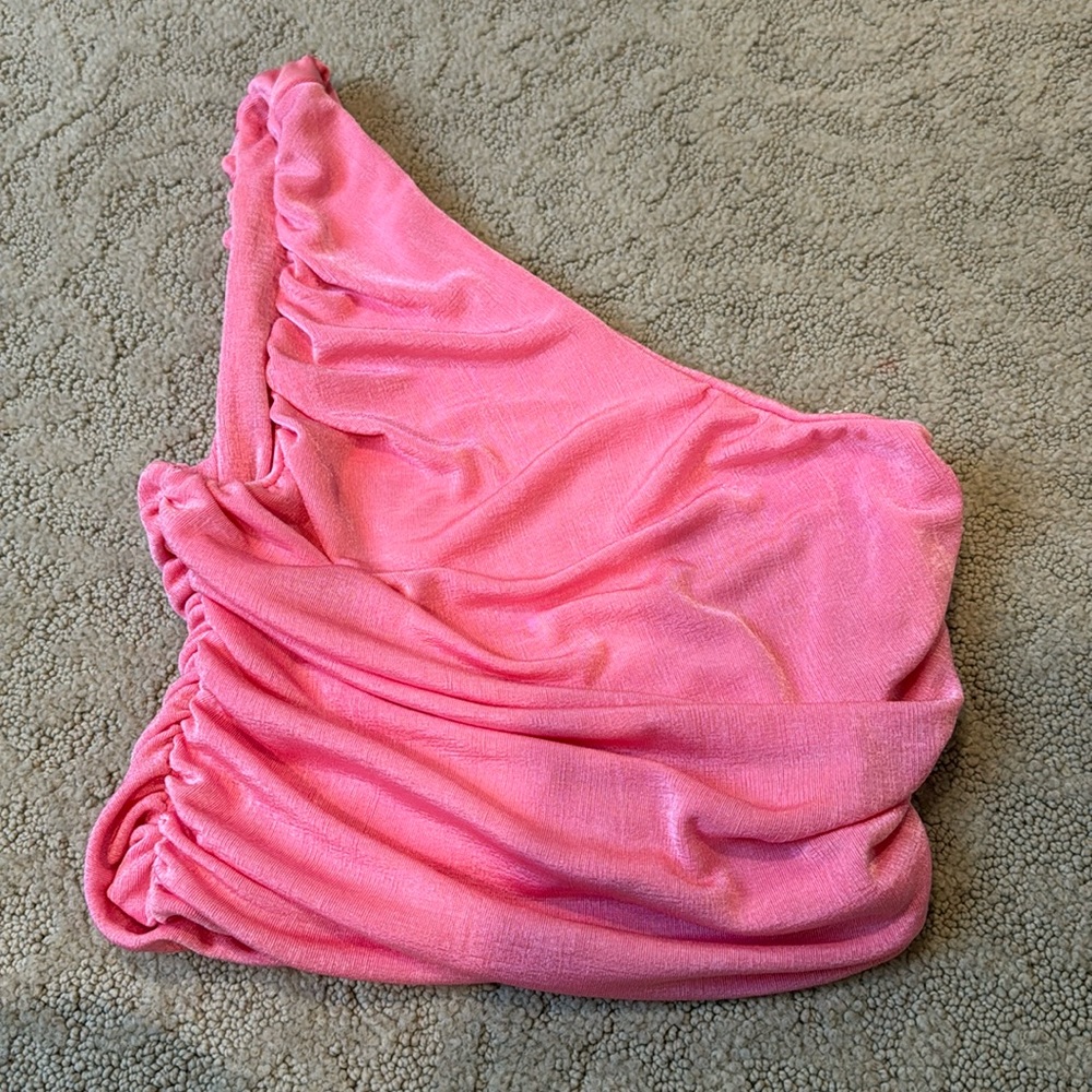 Pink one shoulder tank top